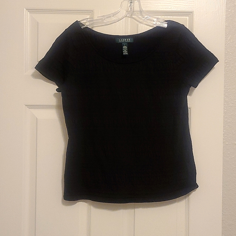 Womens Ralph Lauren Short Sleeve Black Top